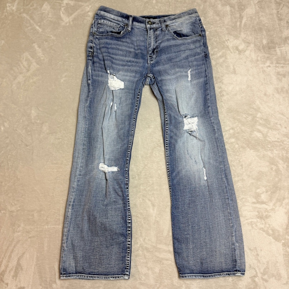 BKE Jake Bootcut Jeans Men 31x30 (Fit 33x30) Blue Distressed Y2K Grunge Western
